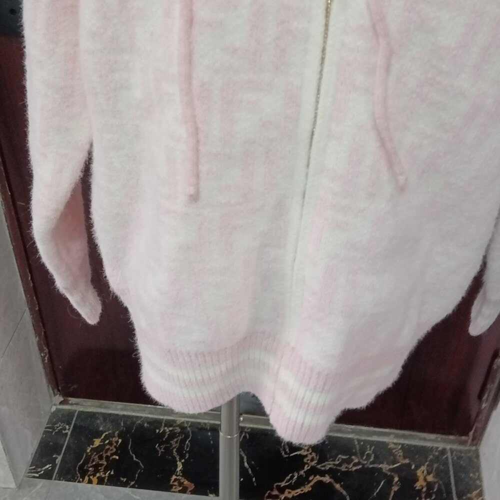 Pink Fendi Style FF Fuzzy Zip Hoodie - Picture 4 of 9